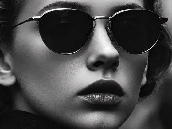 Detail of dark sunglasses